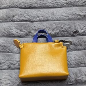 Fashion Orange Leather Handbag with Blue Handles